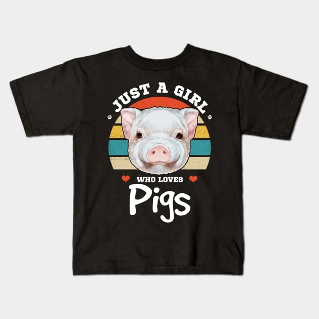 Just a Girl Who Loves Pigs Kids T-Shirt by Jamrock Designs